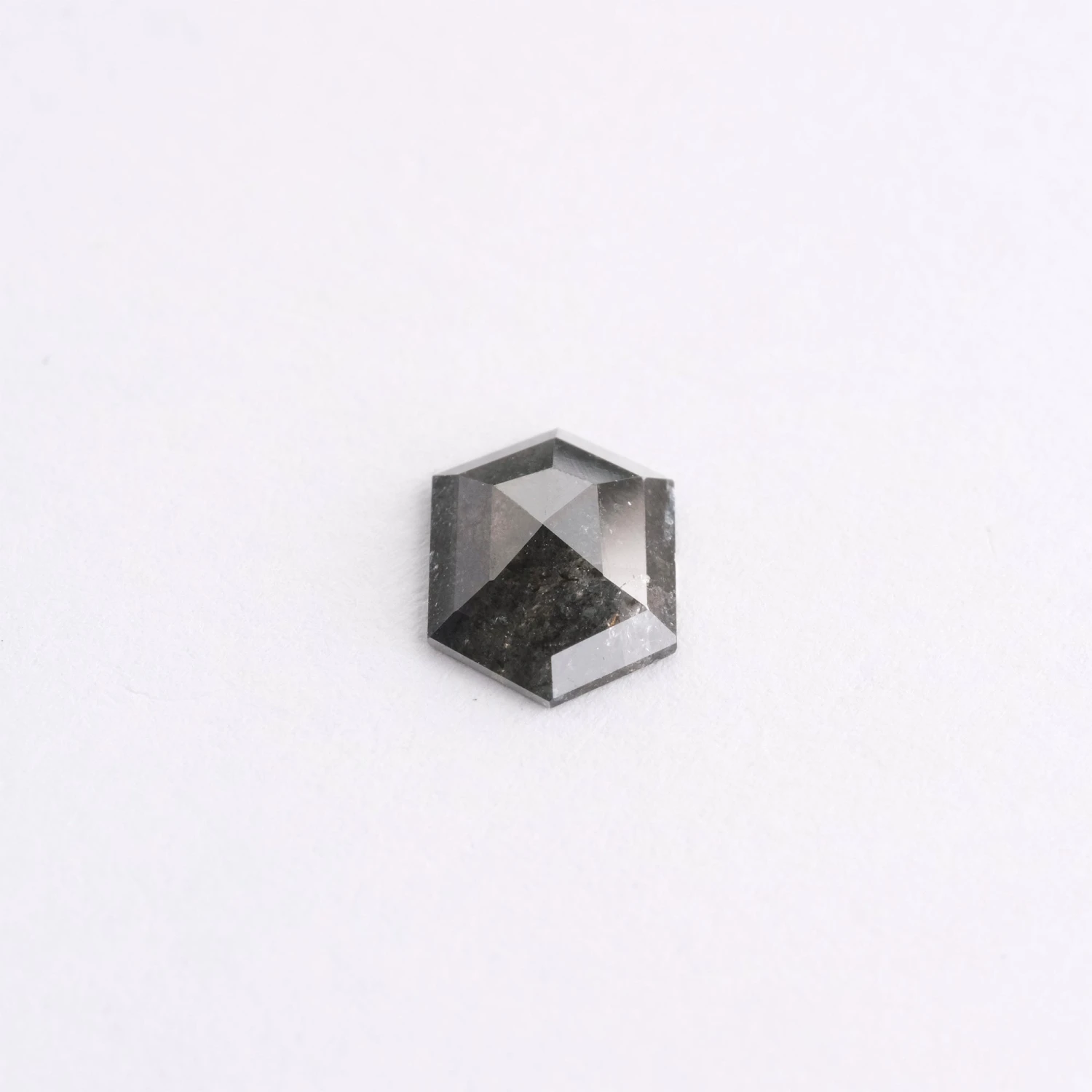 .84 Carat Salt And Pepper Rose Cut Hexagon Diamond 3 .84 Carat Salt And Pepper Rose Cut Hexagon Diamond - Image 3