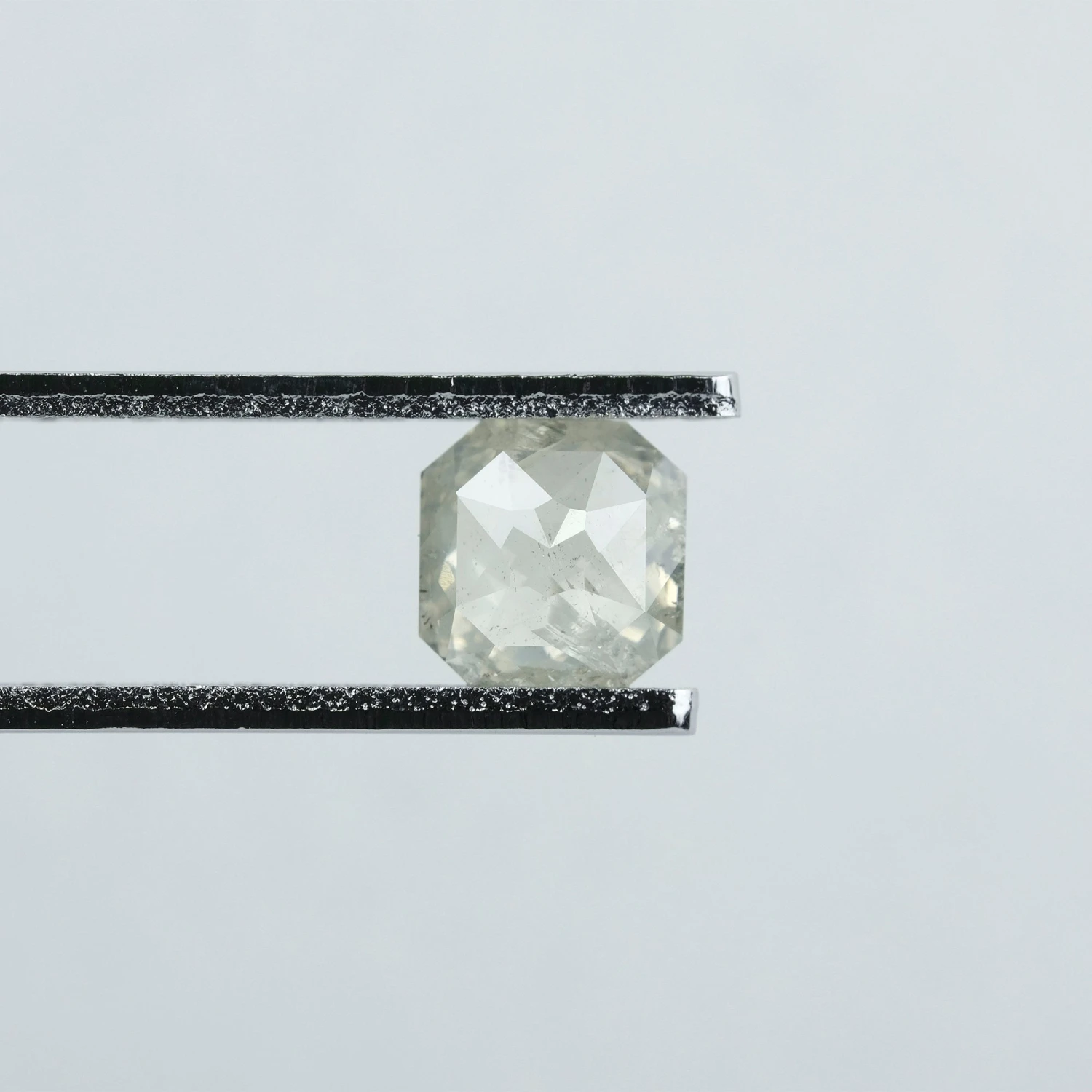 .90 Carat Light Salt And Pepper Rose Cut Asscher Cut Diamond 1 .90 Carat Light Salt And Pepper Rose Cut Asscher Cut Diamond