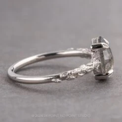 1.70 Carat Salt And Pepper Pear Diamond Engagement Ring, Pixie Setting, Platinum -Point No Point Studio Store 01052024H 2