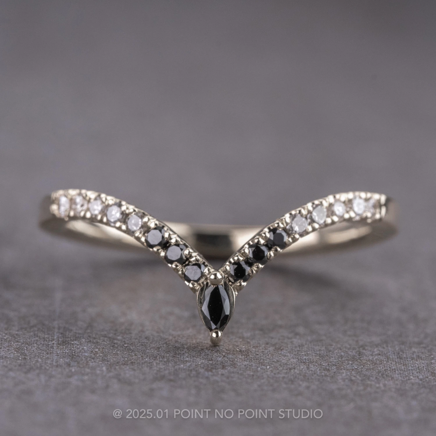 Marquise Ombre Diamond Vivian Wedding Band, 14K White Gold 1 Marquise Ombre Diamond Vivian Wedding Band, 14K White Gold