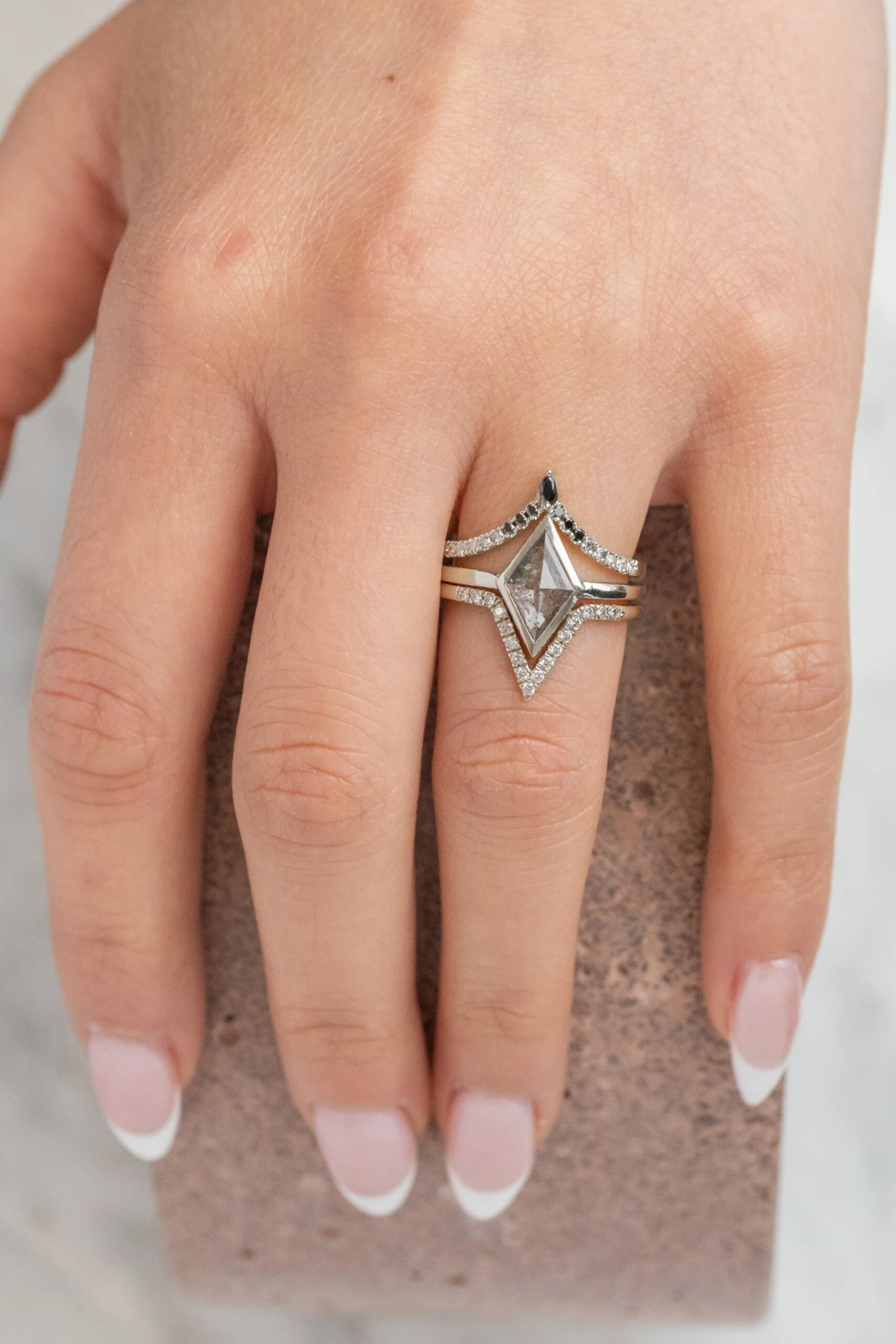 Marquise Ombre Diamond Vivian Wedding Band, 14K White Gold 2 Marquise Ombre Diamond Vivian Wedding Band, 14K White Gold - Image 2