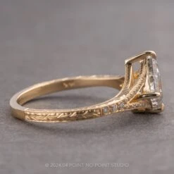 1.42 Carat Canadian Salt And Pepper Kite Diamond Engagement Ring, Engraved River Setting, 14k Yellow Gold 12 1.42 Carat Canadian Salt And Pepper Kite Diamond Engagement Ring, Engraved River Setting, 14k Yellow Gold -Point No Point Studio Store 01092024B 2