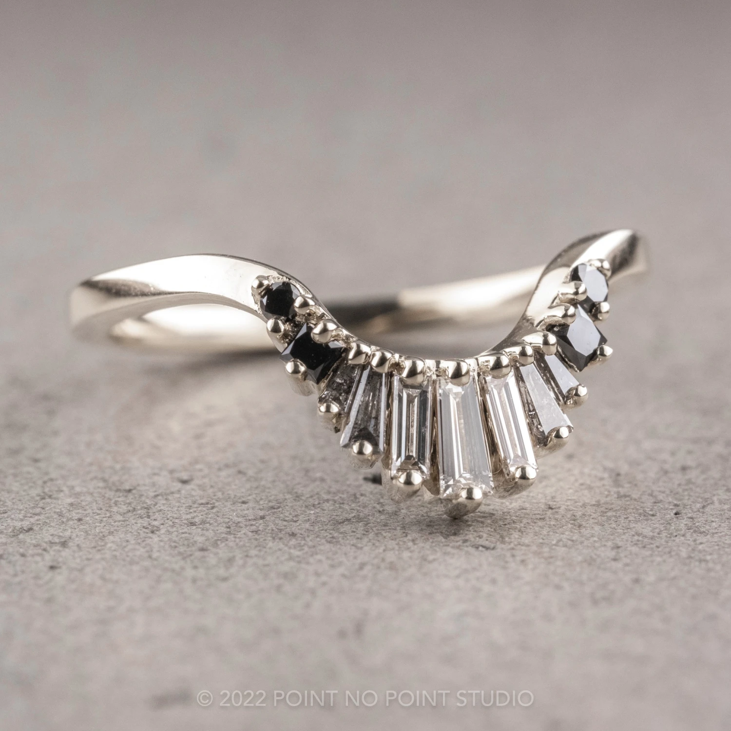 Baguette Diamond Wedding Band, Ombre Wren Setting, Platinum 7 Baguette Diamond Wedding Band, Ombre Wren Setting, Platinum - Image 7