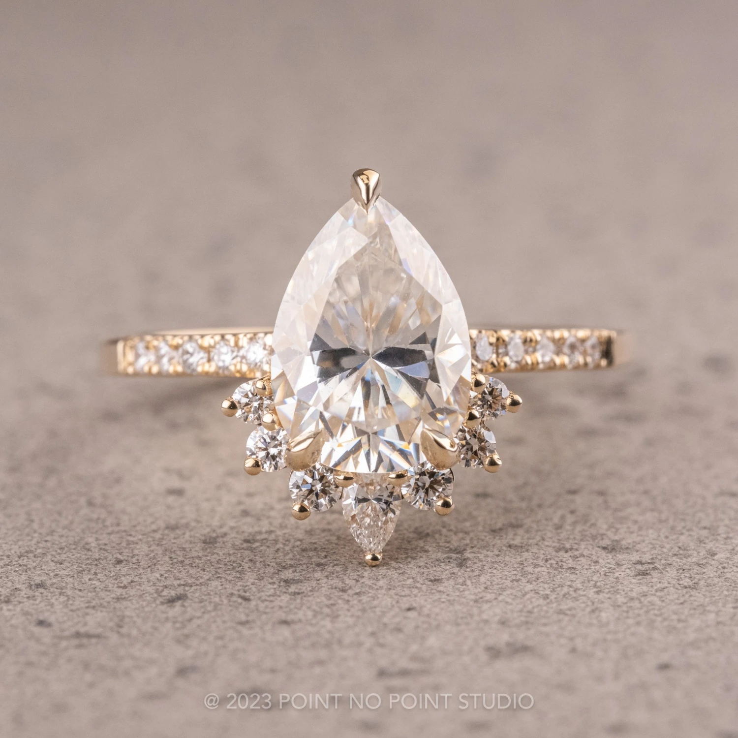 2.48 Carat Pear Moissanite Engagement Ring, Kanara Setting, 14K Yellow Gold 1 2.48 Carat Pear Moissanite Engagement Ring, Kanara Setting, 14K Yellow Gold