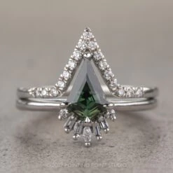 1.41 Carat Green Kite Sapphire Engagement Ring, Wren Setting, Platinum -Point No Point Studio Store 01262022M 1 0f8408c4 190b 4c0d aee4 18f5a01c58c9