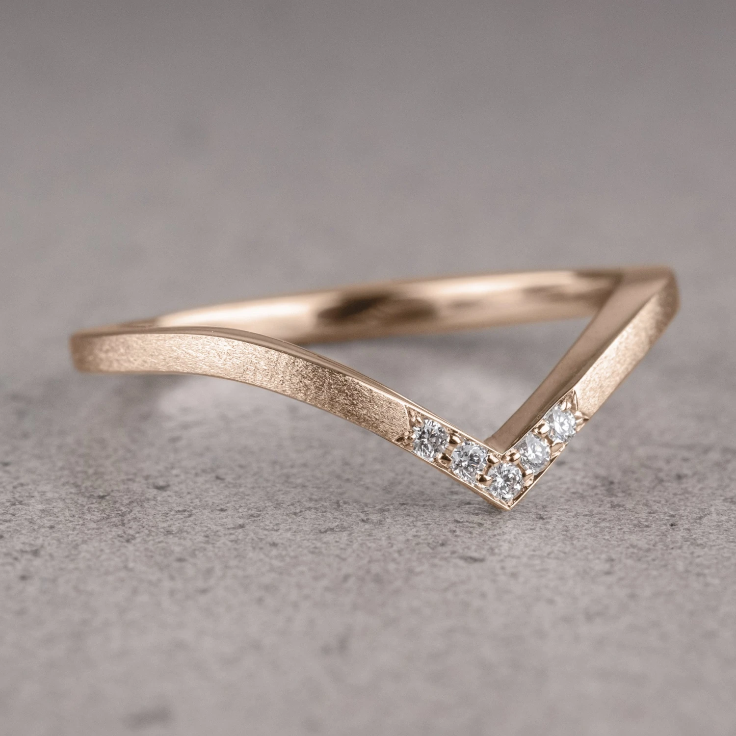 5 Diamond Vivian Wedding Band, 14k Rose Gold 3 5 Diamond Vivian Wedding Band, 14k Rose Gold - Image 3