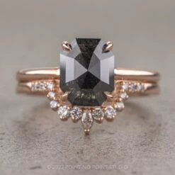 2.56 Carat Black Emerald Diamond Engagement Ring, Jane Setting, 14k Rose Gold -Point No Point Studio Store 02072022T 1