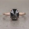 2.56 Carat Black Emerald Diamond Engagement Ring, Jane Setting, 14k Rose Gold