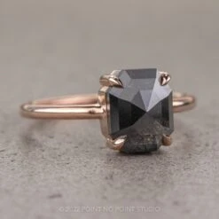 2.56 Carat Black Emerald Diamond Engagement Ring, Jane Setting, 14k Rose Gold -Point No Point Studio Store 02072022T 3