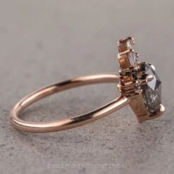 1.58 Carat Salt And Pepper Pear Diamond Engagement Ring, Ombre Wren Setting, 14K Rose Gold -Point No Point Studio Store 02112020I 4