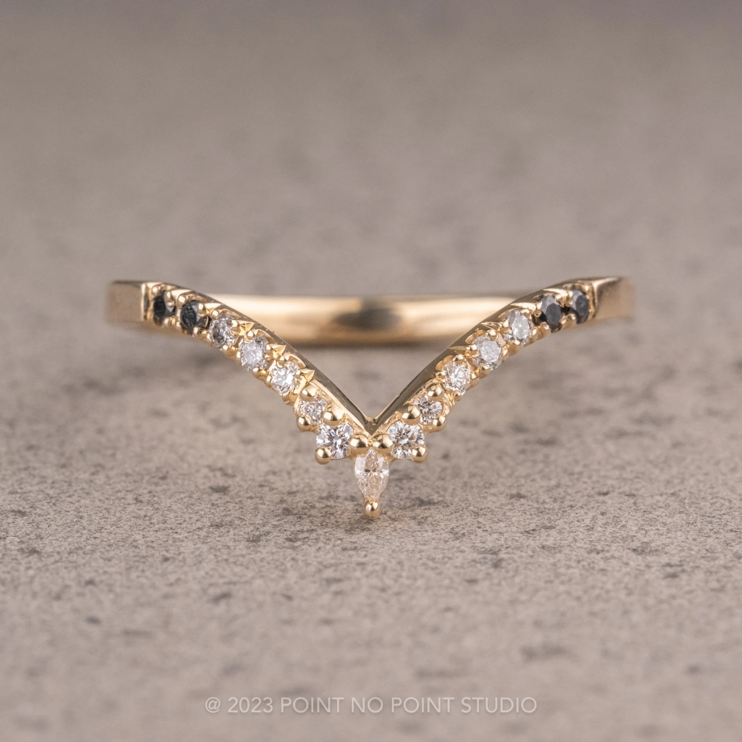 Ombre Diamond Wedding Band, Robin Setting, 14K Yellow Gold 1 Ombre Diamond Wedding Band, Robin Setting, 14K Yellow Gold