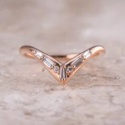 Baguette And Round Diamond Wedding Ring, Fawn Setting, 14K Rose Gold