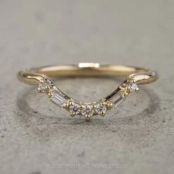 Round And Baguette Diamond Contour Band, Paloma Setting, 14K Yellow Gold