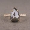 2.48 Carat Black Speckled Pear Diamond Engagement Ring, Jules Setting,14k Yellow Gold