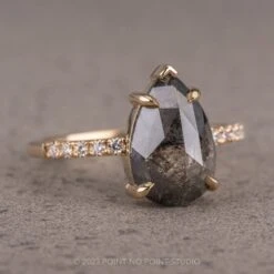 2.48 Carat Black Speckled Pear Diamond Engagement Ring, Jules Setting,14k Yellow Gold 25 2.48 Carat Black Speckled Pear Diamond Engagement Ring, Jules Setting,14k Yellow Gold -Point No Point Studio Store 03022022G 3 69b39471 29f7 40cf 8a7b fd501bf7bbb7