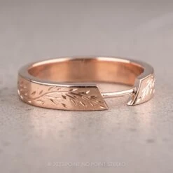 Engraved Wide Harper Cuff Wedding Band, 14k Rose Gold 8 Engraved Wide Harper Cuff Wedding Band, 14k Rose Gold -Point No Point Studio Store 03042023AWB 2