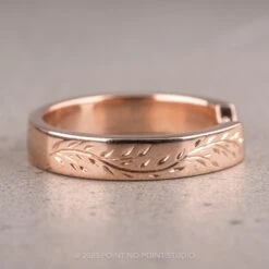 Engraved Wide Harper Cuff Wedding Band, 14k Rose Gold 9 Engraved Wide Harper Cuff Wedding Band, 14k Rose Gold -Point No Point Studio Store 03042023AWB 3