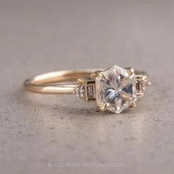 1.56 Carat Hexagon Moissanite Engagement Ring, Betty Setting, 14K Yellow Gold -Point No Point Studio Store 03042023C 3