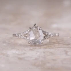 1.24 Carat Icy White Pear Diamond Engagement Ring, Split Shank Evie Setting, 14k White Gold