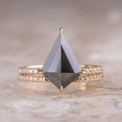 1.40 Carat Opaque Black Kite Diamond Engagement Ring, Juliette Setting, 14K Yellow Gold 17 1.40 Carat Opaque Black Kite Diamond Engagement Ring, Juliette Setting, 14K Yellow Gold -Point No Point Studio Store 03152023D 1