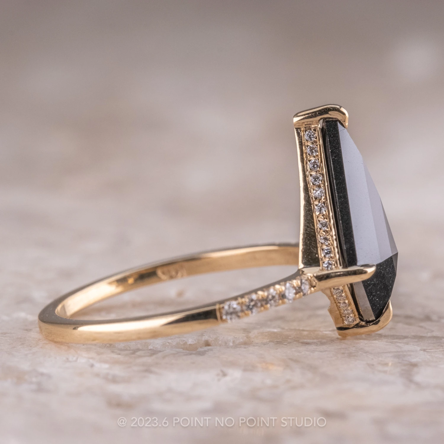 1.40 Carat Opaque Black Kite Diamond Engagement Ring, Juliette Setting, 14K Yellow Gold 9 1.40 Carat Opaque Black Kite Diamond Engagement Ring, Juliette Setting, 14K Yellow Gold - Image 9