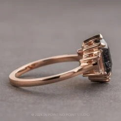2.18 Carat Black Speckled Hexagon Diamond Engagement Ring, Lea Setting, 14K Rose Gold -Point No Point Studio Store 03222024JA 2