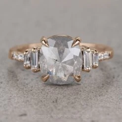 1.67 Carat Icy White Cushion Diamond Engagement Ring, Betsy Setting, 14K Rose Gold