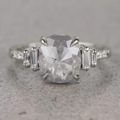 1.67 Carat Icy White Cushion Diamond Engagement Ring, Betsy Setting, 14K White Gold