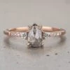 .96 Carat Salt And Pepper Pear Diamond Engagement Ring, Eliza Setting, 14K Rose Gold