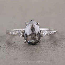 1.52 Carat Black Pear Diamond Engagement Ring, Eliza Setting, Platinum