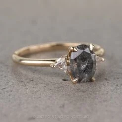 1.15 Carat Salt And Pepper Oval Diamond Engagement Ring, Zoe Setting, 14K Yellow Gold -Point No Point Studio Store 04022022A 3 57e6ae26 3ad0 4fa4 8ba0 3308f0855345