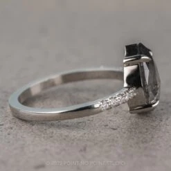 2.54 Carat Salt And Pepper Pear Diamond Engagement Ring, Jules Setting, 14K White Gold 12 2.54 Carat Salt And Pepper Pear Diamond Engagement Ring, Jules Setting, 14K White Gold -Point No Point Studio Store 04062022D 3