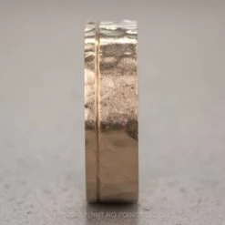 6mm 14k Yellow Gold Mens Wedding Band With Asymmetrical Notch, Hammered Matte 6 6mm 14k Yellow Gold Mens Wedding Band With Asymmetrical Notch, Hammered Matte -Point No Point Studio Store 04092022 1