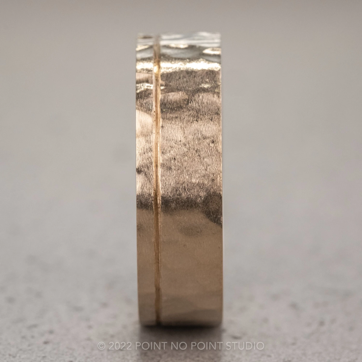 6mm 14k Yellow Gold Mens Wedding Band With Asymmetrical Notch, Hammered Matte 3 6mm 14k Yellow Gold Mens Wedding Band With Asymmetrical Notch, Hammered Matte - Image 3