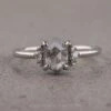 1.52 Carat Salt And Pepper Hexagon Diamond Engagement Ring, Charlotte Setting, 14k White Gold