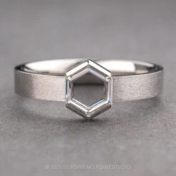 Clear Hexagon Diamond Mens Wedding Band, Orion Setting, Platinum