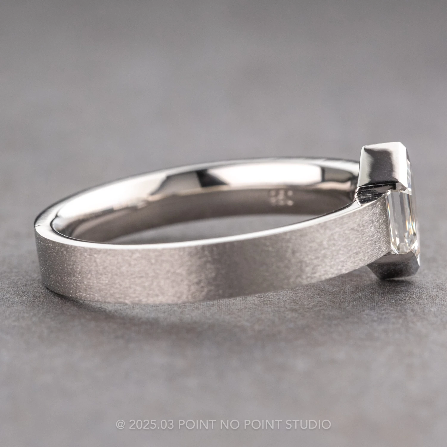 Clear Hexagon Diamond Mens Wedding Band, Orion Setting, Platinum 6 Clear Hexagon Diamond Mens Wedding Band, Orion Setting, Platinum - Image 6