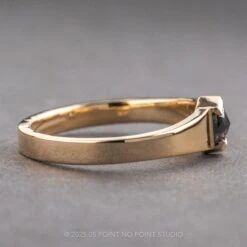 Black Speckled Hexagon Diamond Mens Wedding Band, Cygnus Setting, 14k Yellow Gold 12 Black Speckled Hexagon Diamond Mens Wedding Band, Cygnus Setting, 14k Yellow Gold -Point No Point Studio Store 04262024E 2