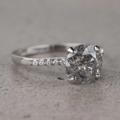 1.93 Carat Salt And Pepper Round Diamond Engagement Ring, Jules Setting, 14K White Gold 17 1.93 Carat Salt And Pepper Round Diamond Engagement Ring, Jules Setting, 14K White Gold -Point No Point Studio Store 04272022H 2