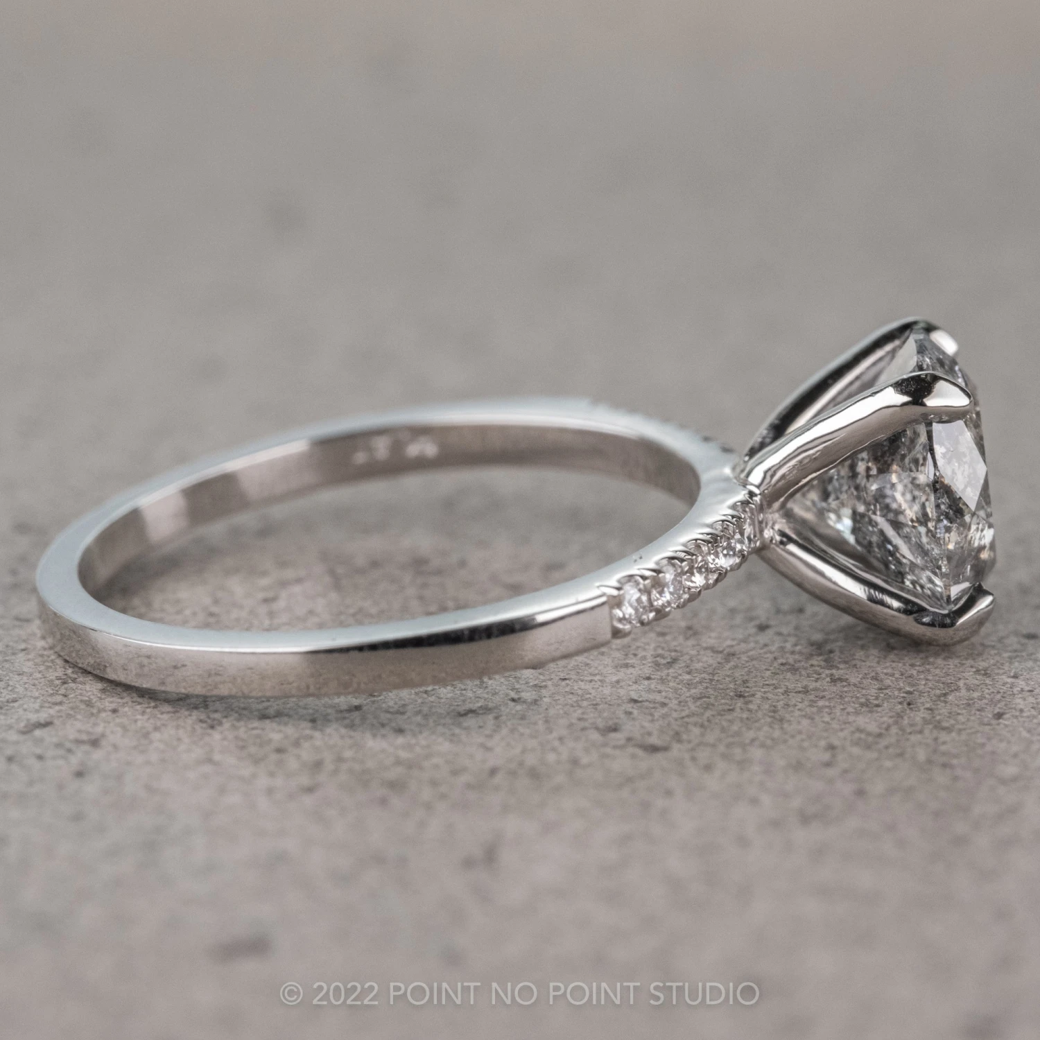 1.93 Carat Salt And Pepper Round Diamond Engagement Ring, Jules Setting, 14K White Gold 9 1.93 Carat Salt And Pepper Round Diamond Engagement Ring, Jules Setting, 14K White Gold - Image 9