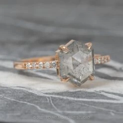 1.52 Carat Salt And Pepper Hexagon Diamond Engagement Ring, Jules Setting, 14k Rose Gold 36 1.52 Carat Salt And Pepper Hexagon Diamond Engagement Ring, Jules Setting, 14k Rose Gold -Point No Point Studio Store 05052021A 5 1827affc ef47 4fb4 a380 e5a4134b3897