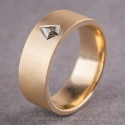 Black Speckled Kite Diamond Mens Wedding Band, Comfort Fit, 14K Yellow Gold