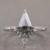 1.50 Carat Black Speckled Kite Diamond Engagement Ring, Avaline Setting, Platinum
