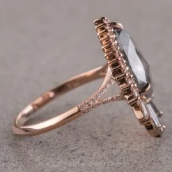 2.64 Carat Salt And Pepper Pear Diamond Engagement Ring, Oriole Setting, 14K Rose Gold -Point No Point Studio Store 06042022B 3