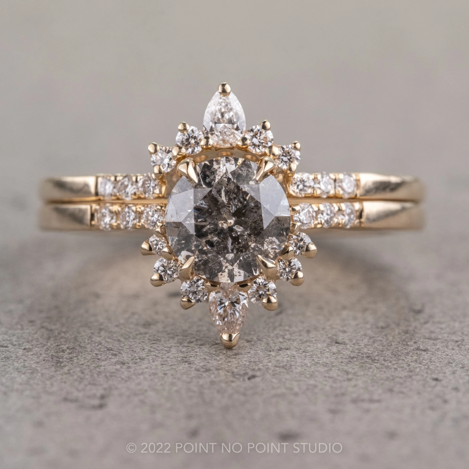 Pear Diamond Contour Band, Basket Emma Setting, 14k Yellow Gold 6 Pear Diamond Contour Band, Basket Emma Setting, 14k Yellow Gold - Image 6