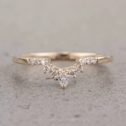 Pear Diamond Contour Band, Basket Emma Setting, 14k Yellow Gold