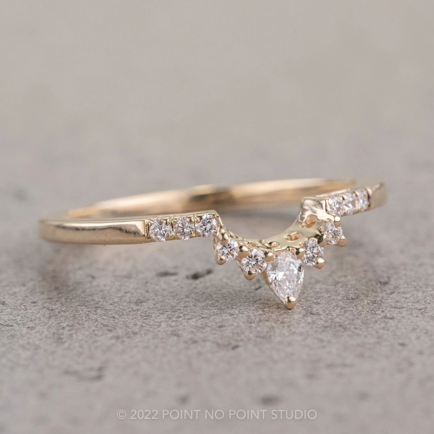 Pear Diamond Contour Band, Basket Emma Setting, 14k Yellow Gold 7 Pear Diamond Contour Band, Basket Emma Setting, 14k Yellow Gold - Image 7