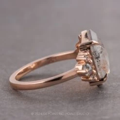 4.14 Carat Icy Grey Hexagon Diamond Engagement Ring, Eleanor Setting, 14K Rose Gold 14 4.14 Carat Icy Grey Hexagon Diamond Engagement Ring, Eleanor Setting, 14K Rose Gold -Point No Point Studio Store 06092020F 2