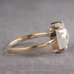 4.57 Carat Icy White Cushion Diamond Engagement Ring, Jane Setting, 14K Yellow Gold -Point No Point Studio Store 06102024I 2