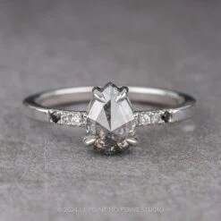 1.18 Carat Salt And Pepper Pear Diamond Engagement Ring, Ombre Jules Setting, Platinum